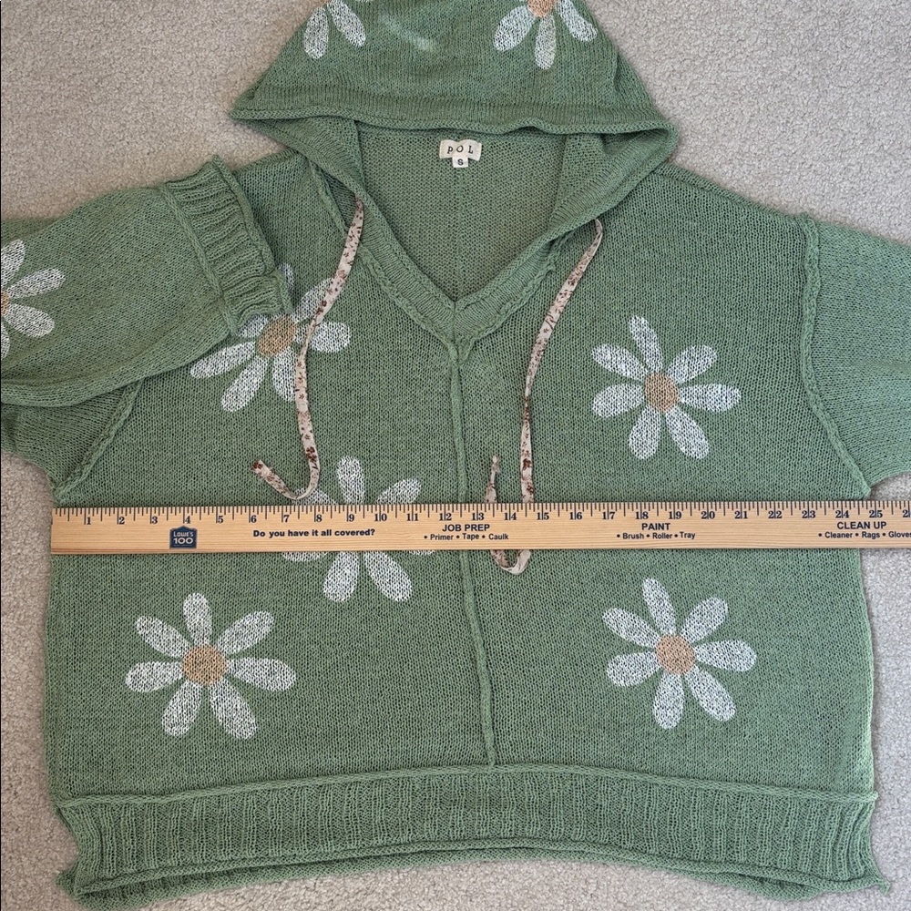 POL Daisy Floral Knit Oversized Hoodie Sweater Beach Boho Travel Women’s Small - Picture 7 of 10